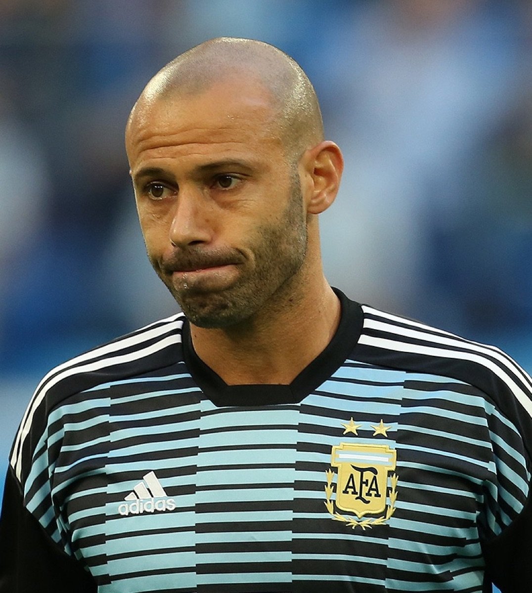 Retrato de Javier Mascherano con la indumentaria de la Selección Argentina.