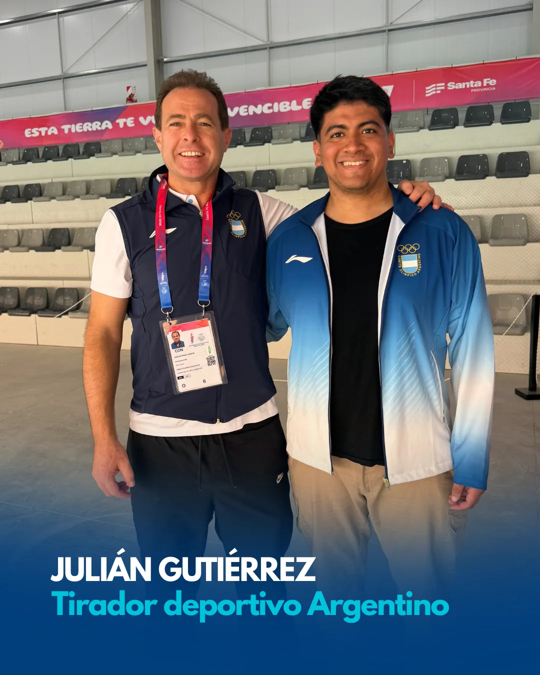 El Dr. José Arrieta junto al tirador deportivo Julián Gutiérrez en el polígono.